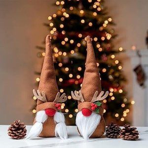 Christmas Gnome 12” Reindeer Plush Ornament Tomte Christmas Indoor Decorations G